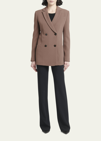 Giorgio Armani Cady Double-breasted Blazer In Light Brown