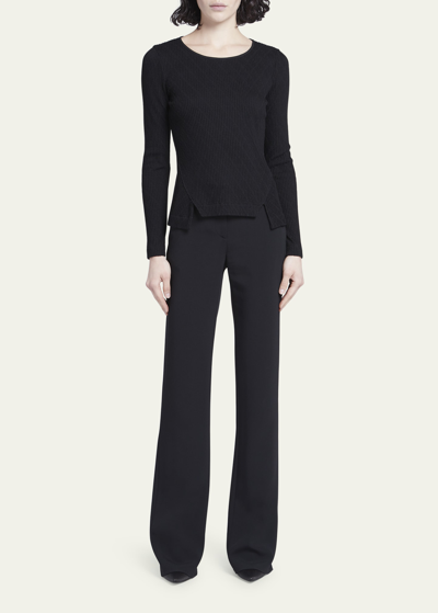 Giorgio Armani Textured Jersey Jacquard Sweater In Solid Black