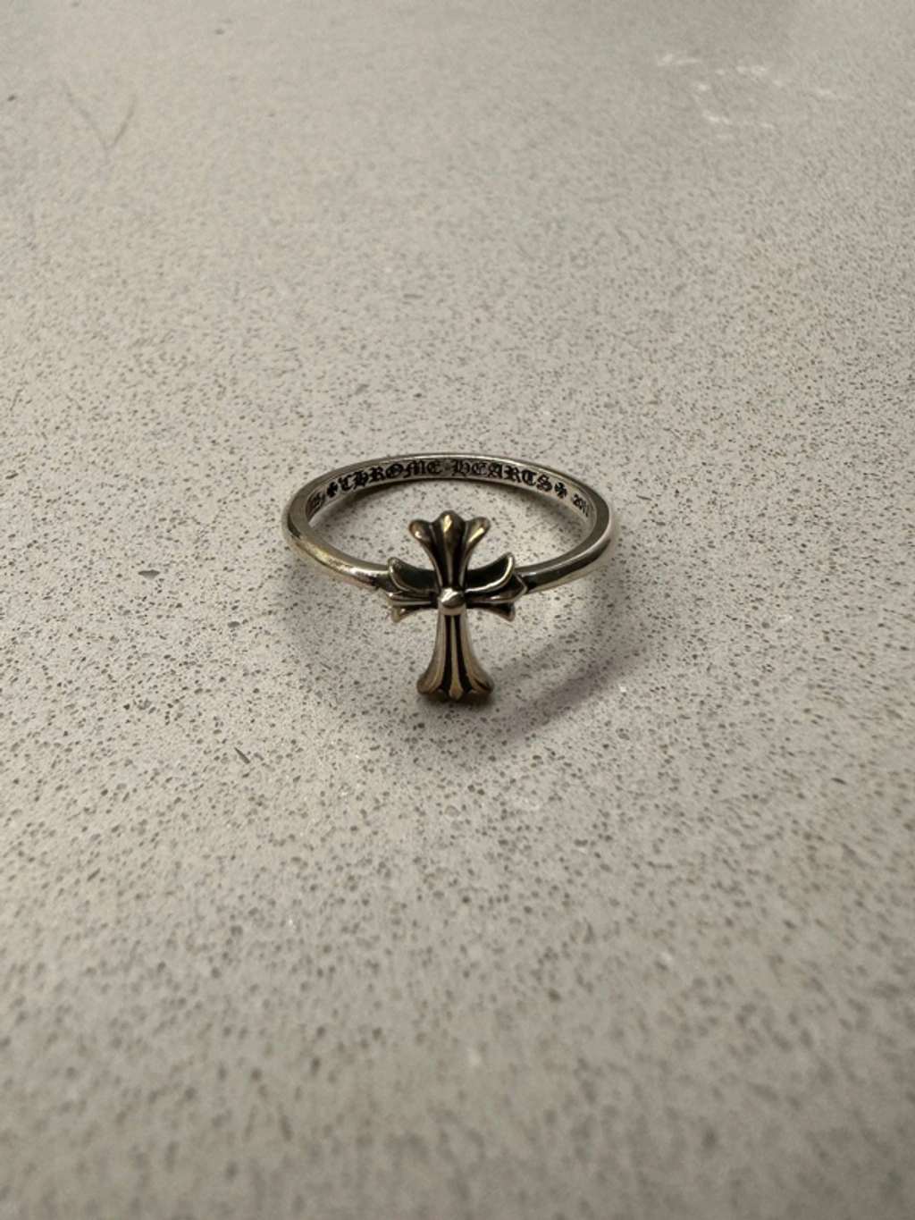 Pre-owned Chrome Hearts Bubblegum Ring Cross In Silver