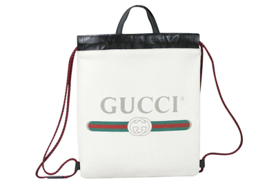 Pre-owned Gucci Drawstring Convertible Backpack Tote Off-white/cream