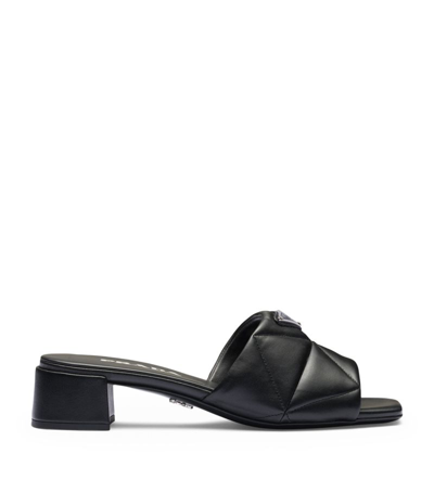 Prada Quilted Leather Slide Sandals In Nero