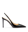 Prada Patent Leather Slingbacks In Black  