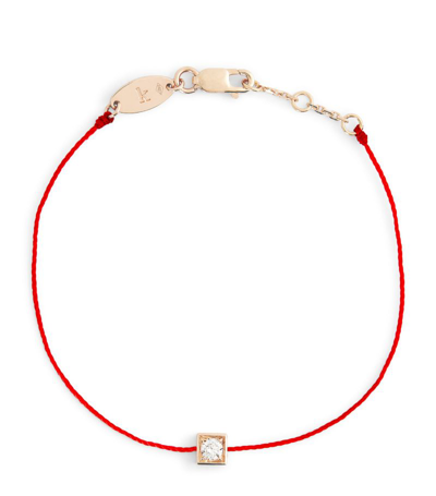 Redline Rose Gold And Diamond Cube Bracelet In Red