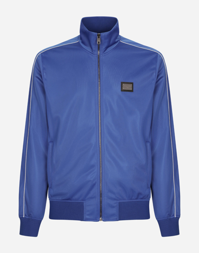 Dolce & Gabbana Zip-up Triacetate Sweatshirt With Tag And Bands In Blu_cina