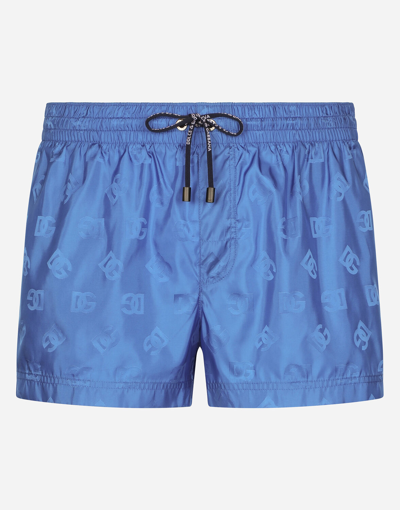 Dolce & Gabbana Monogram-jacquard Swim Shorts In Very_dark_turquoise