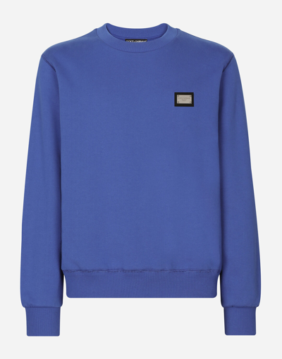Dolce & Gabbana Dg Essentials Jersey Sweatshirt In Blue