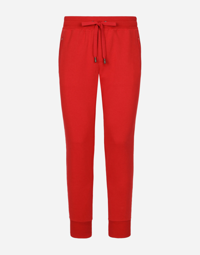 Dolce & Gabbana Jersey Jogging Pants With Branded Tag In Red
