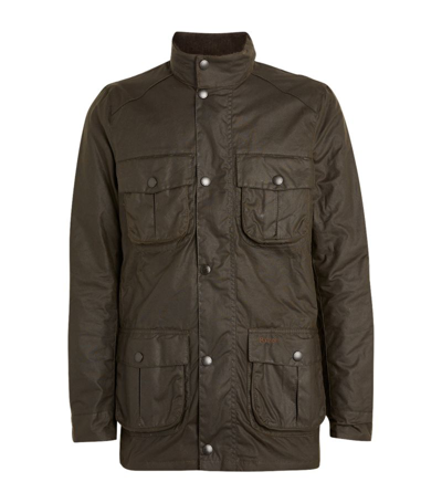 Barbour Hooded Wax Jacket In Green