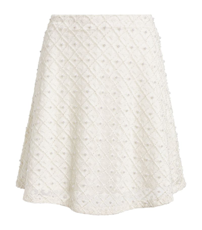 Aje Freya Faux Pearl-embellished Embroidered Tulle Mini Skirt In Ivory