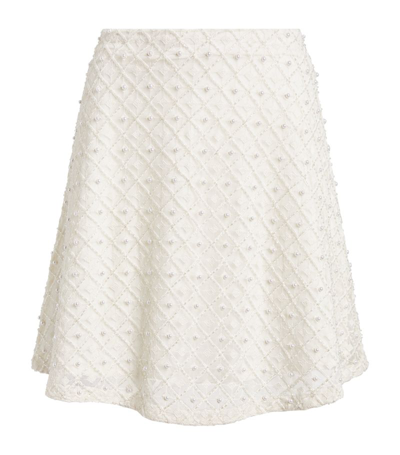 Aje Freya Faux Pearl-embellished Embroidered Tulle Mini Skirt In White