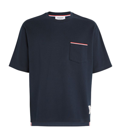 Thom Browne Cotton Oversized T-shirt In Blue