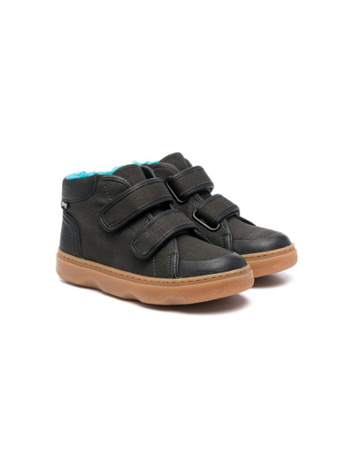 Camper Kids' Touch-strap Recycled Cotton Sneakers In Black