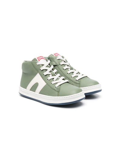 Camper Kids' Lace-up Leather Trainers In Green