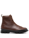 Camper Brutus  Ankle Boot In Calfskin In Burgundy