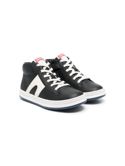 Camper Kids' Logo-patch Leather Sneakers In Black