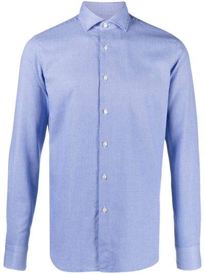 Xacus Long-sleeve Cotton Shirt In Blue