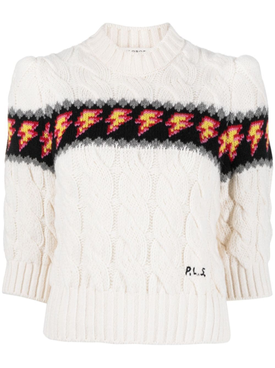 Philosophy Di Lorenzo Serafini Logo-embroidered Chunky-cable Knit Jumper In Ivory