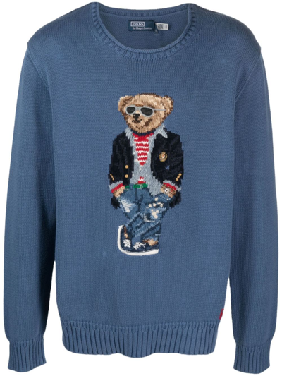 Polo Ralph Lauren Men's Polo Bear Cotton Crewneck Sweater In Blue