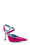 Valentina Rangoni Sublime Glitter Pump In Fuxia Galaxy/ White Etoile