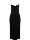 PARIS GEORGIA BLACK SWEATHEART-NECK MIDI DRESS,PGC13019907757