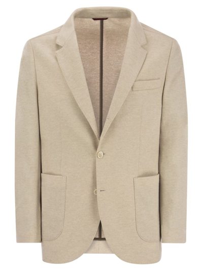 Brunello Cucinelli Single Breasted Tailored Blazer In Beige