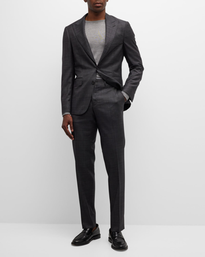 Canali Men's Windowpane Wool Suit In Dark Grey