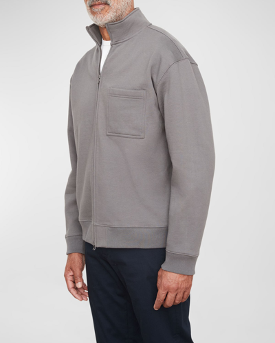 Vince Fleece Zip-up Jacket In Grey