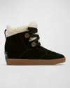 Sorel Out N About Wedge Sneaker Booties In Black White