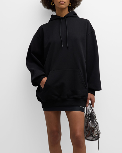 Balenciaga Logo Print Hooded Sweatshirt Female Black In 1000 Black