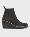 Eileen Fisher Quill Stretch Knit Wedge Booties In Black