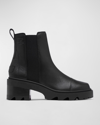 Sorel Joan Now Leather Chelsea Ankle Boots In Black Black
