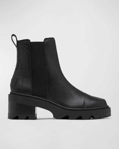 Sorel Joan Now Leather Chelsea Ankle Boots In Black