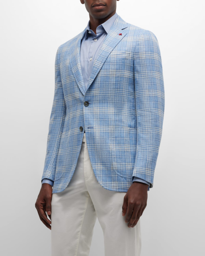 Isaia Men's Plaid Wool-blend Sport Coat In Open Blue
