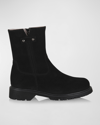 La Canadienne Hunter Shearling Lined Suede Bootie In Black