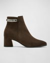 LA CANADIENNE ANDREA SUEDE CHAIN ANKLE BOOTIES