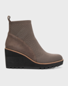 Eileen Fisher Quill Stretch Knit Wedge Booties In Rye