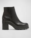 LA CANADIENNE PERCIE LEATHER BLOCK-HEEL ANKLE BOOTS