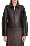 Vince Zip-front Leather Jacket In Black