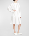 Loro Piana Pleated Striped Linen Midi Dress In F4je Multi Summer