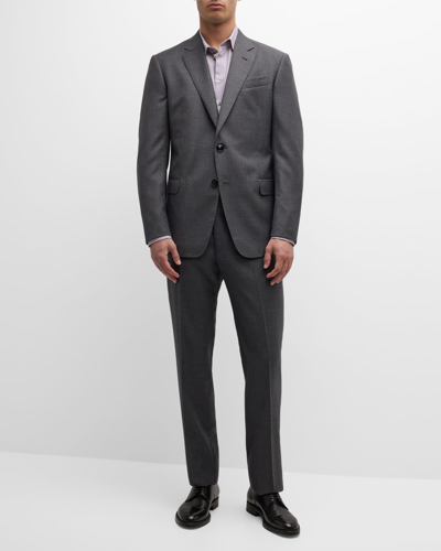 Giorgio Armani Men's Windowpane Wool Suit In Grey