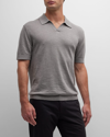 Theory Brenan Linen-blend Jersey Polo Shirt In Force Grey