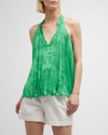 RAMY BROOK ISLAND PALM ALEX PLEATED JACQUARD BLOUSE