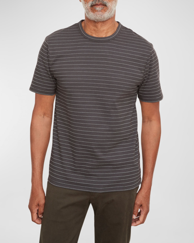Vince Men's Garment-dyed Fleck Stripe T-shirt In Washed Black