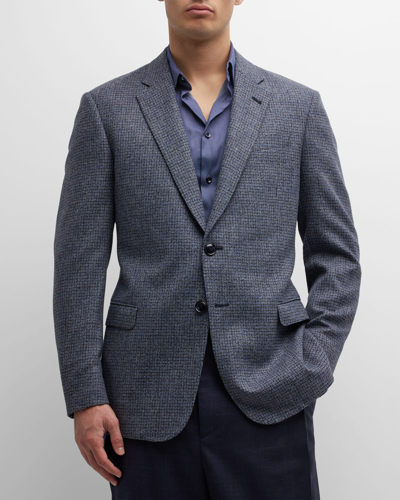 Giorgio Armani Men's Plaid Wool Cashmere Blazer In Multi