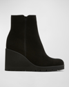 LA CANADIENNE GO SUEDE WEDGE ANKLE BOOTIES