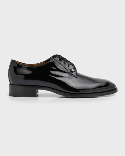 Christian Louboutin Men's Chambeliss Patent Leather Derby Shoes In Black