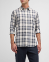 Vince Ocean Plaid Button-up Shirt In Coastal Blue