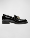 La Canadienne Dalilah Patent Chain Slip-on Loafers In Black