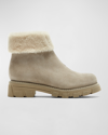 La Canadienne Abba Suede Shearling Waterproof Booties In Pebble