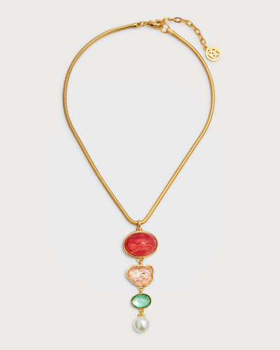 Ben-amun Snake Necklace With Multi-stone And Shape Pendant